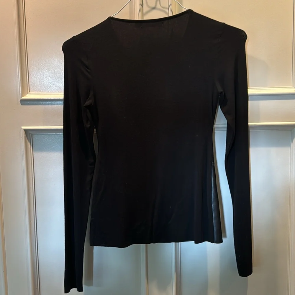 Black long sleeve Bailey 44 for Anthro faux leather front sz S - Picture 2 of 3